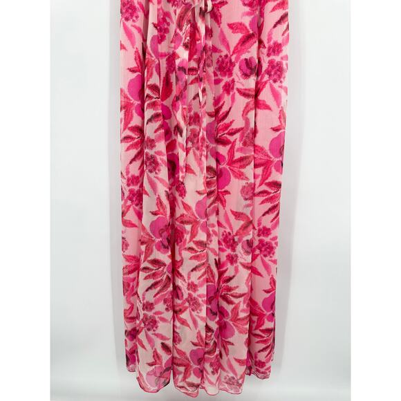 Lulus Sensationally Sweeter Floral Ruffled Maxi Dress Lace Up Backless, Pink NWT - Picture 7 of 12